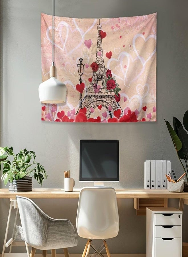GLENLCWE Valentines Day Eiffel Tower Tapestries 36x24 Inch Small Wall Hanging Tapestry Rectangular Polyester Fabric Home Decor - Image 2